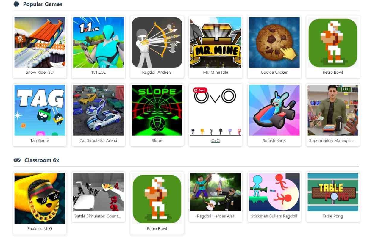 games unblocked 6x